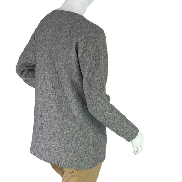 Jaeger 100% Cashmere Gray Pullover Sweater w/ Square Knot Texture, Size Small - Picture 6 of 12